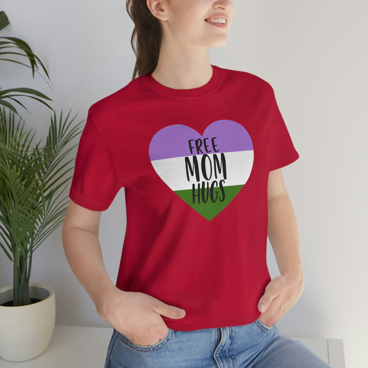 Genderqueer Pride Flag Mother's Day Unisex Short Sleeve Tee - Free Mom Hugs SHAVA CO