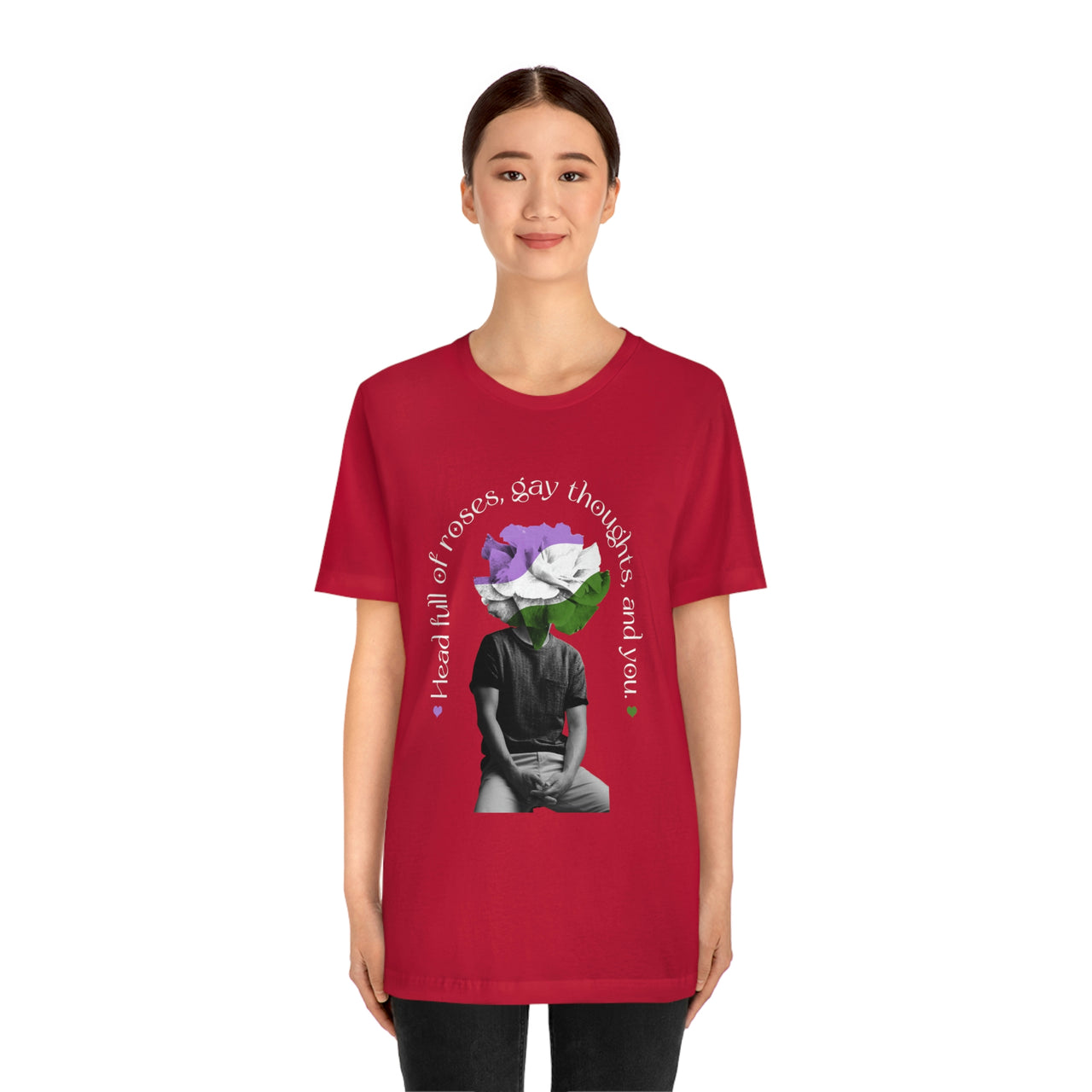 Genderqueer Flag LGBTQ Affirmation T-shirt  Unisex Size - Head Full Of Roses Printify