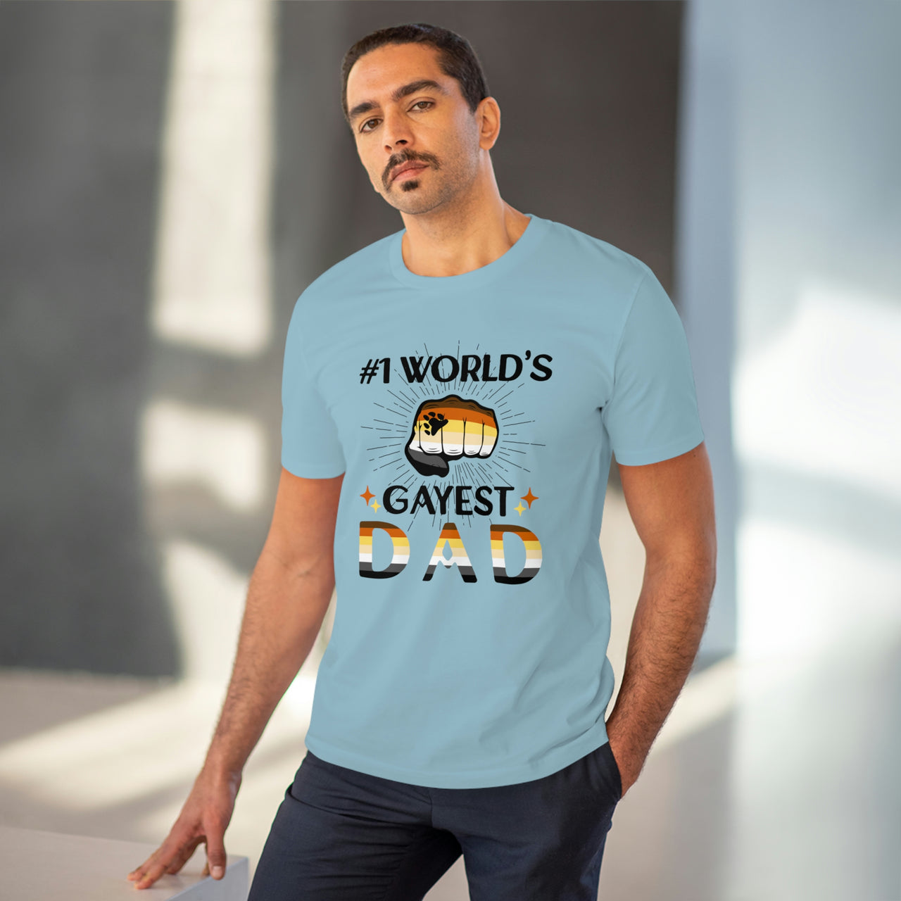 Bear Pride Flag T-shirt Unisex Size - #1 Word's Gayest Dad Printify