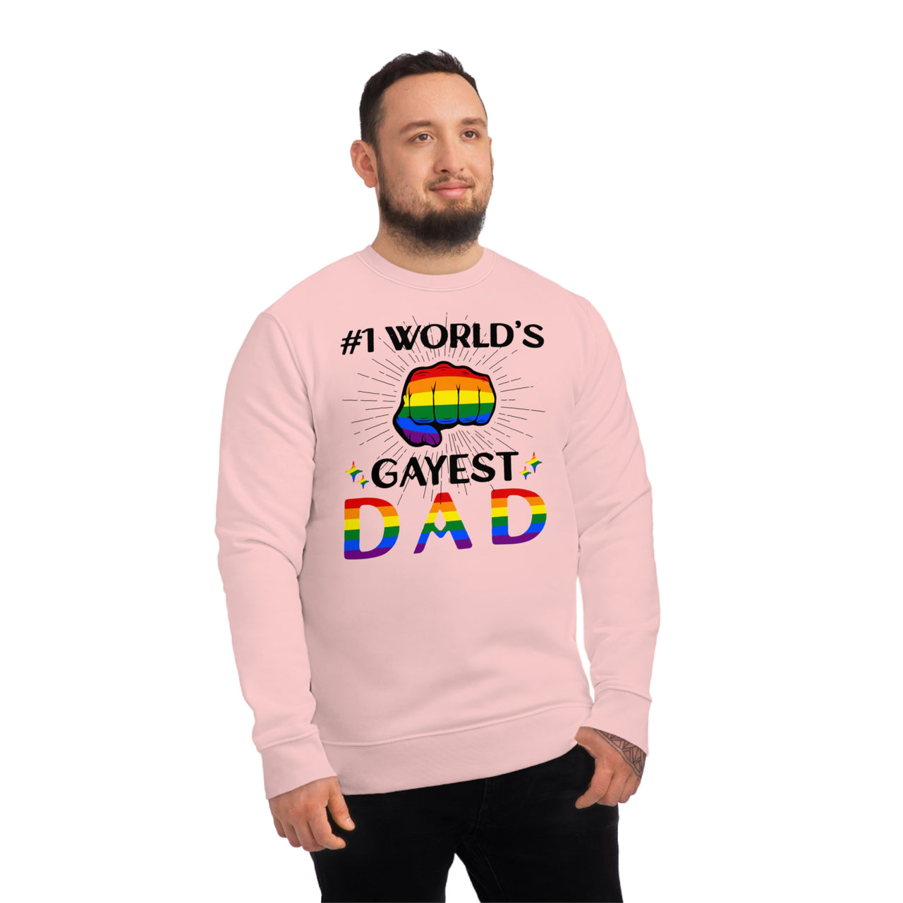 Rainbow Pride Flag Sweatshirt Unisex Size - #1 World's Gayest Dad Printify