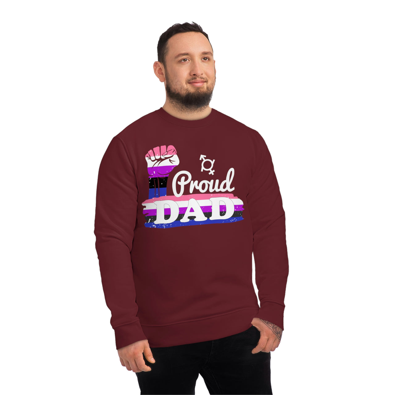 Genderfluid Pride Flag Sweatshirt Unisex Size - Proud Dad Printify