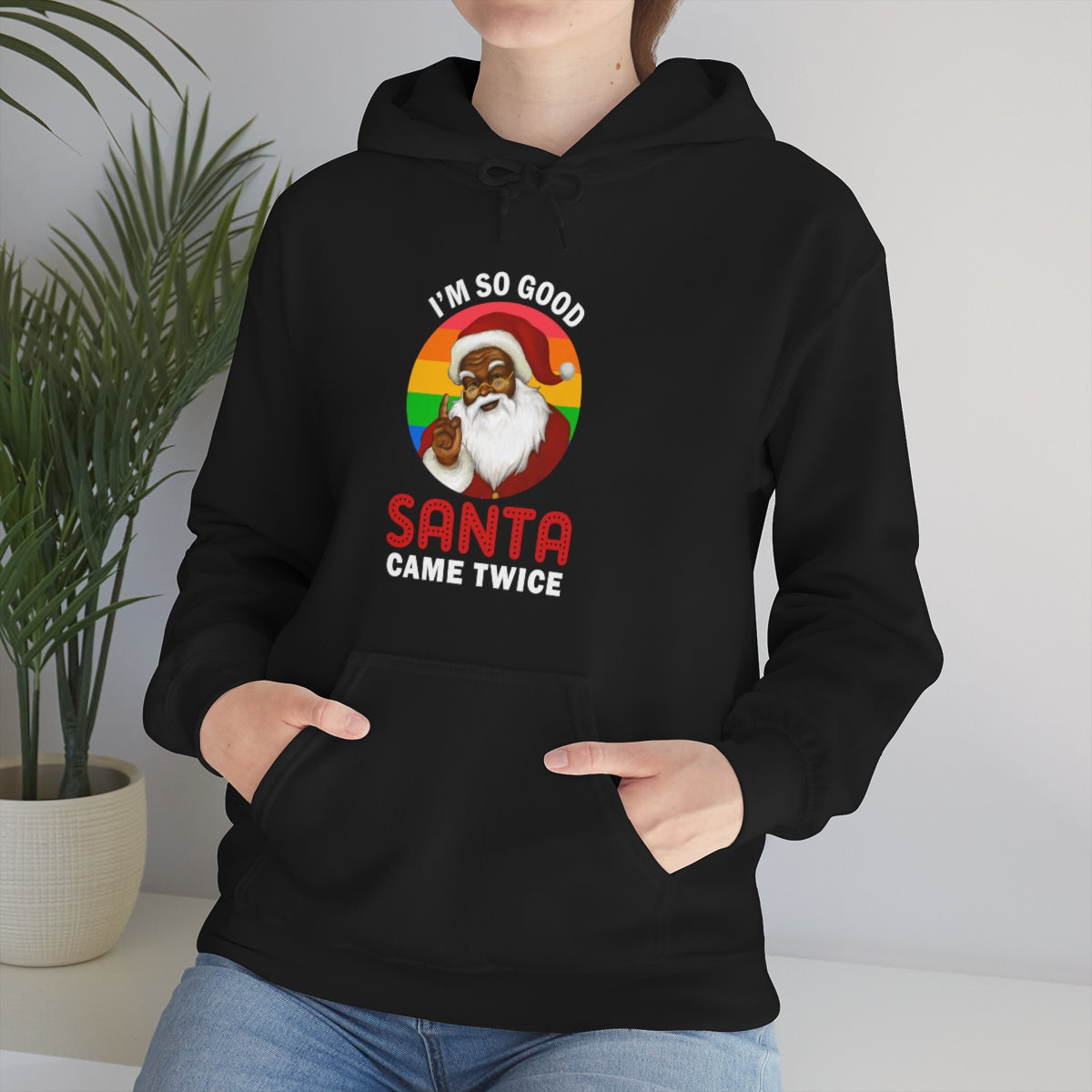 Unisex Christmas LGBTQ Heavy Blend Hoodie - I’M So Good Santa Came Twice Printify