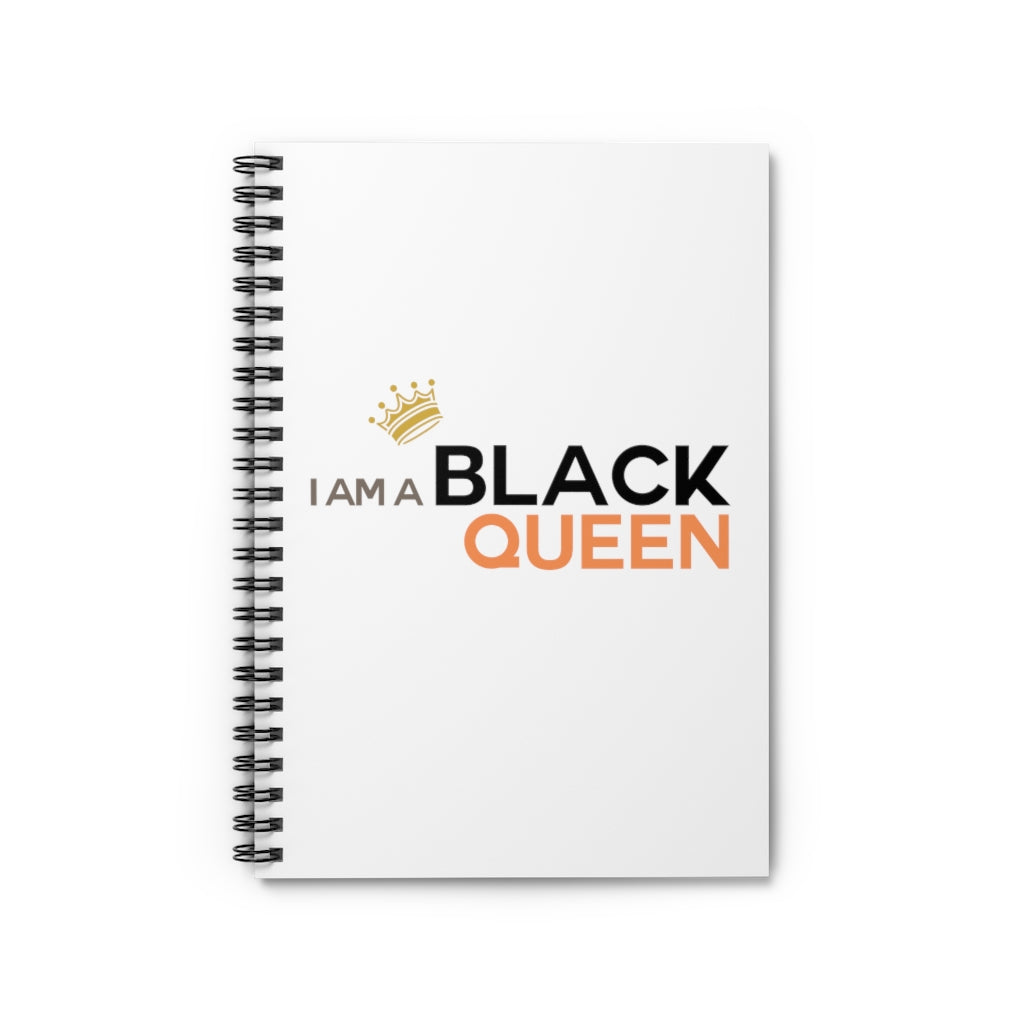 Affirmation Feminist Pro Choice Ruled Line Spiral Notebook - I Am Black Queen Printify