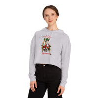 Thumbnail for Christmas LGBTQ Women’s Cropped Hooded Sweatshirt - Holly Jolly (White) Printify