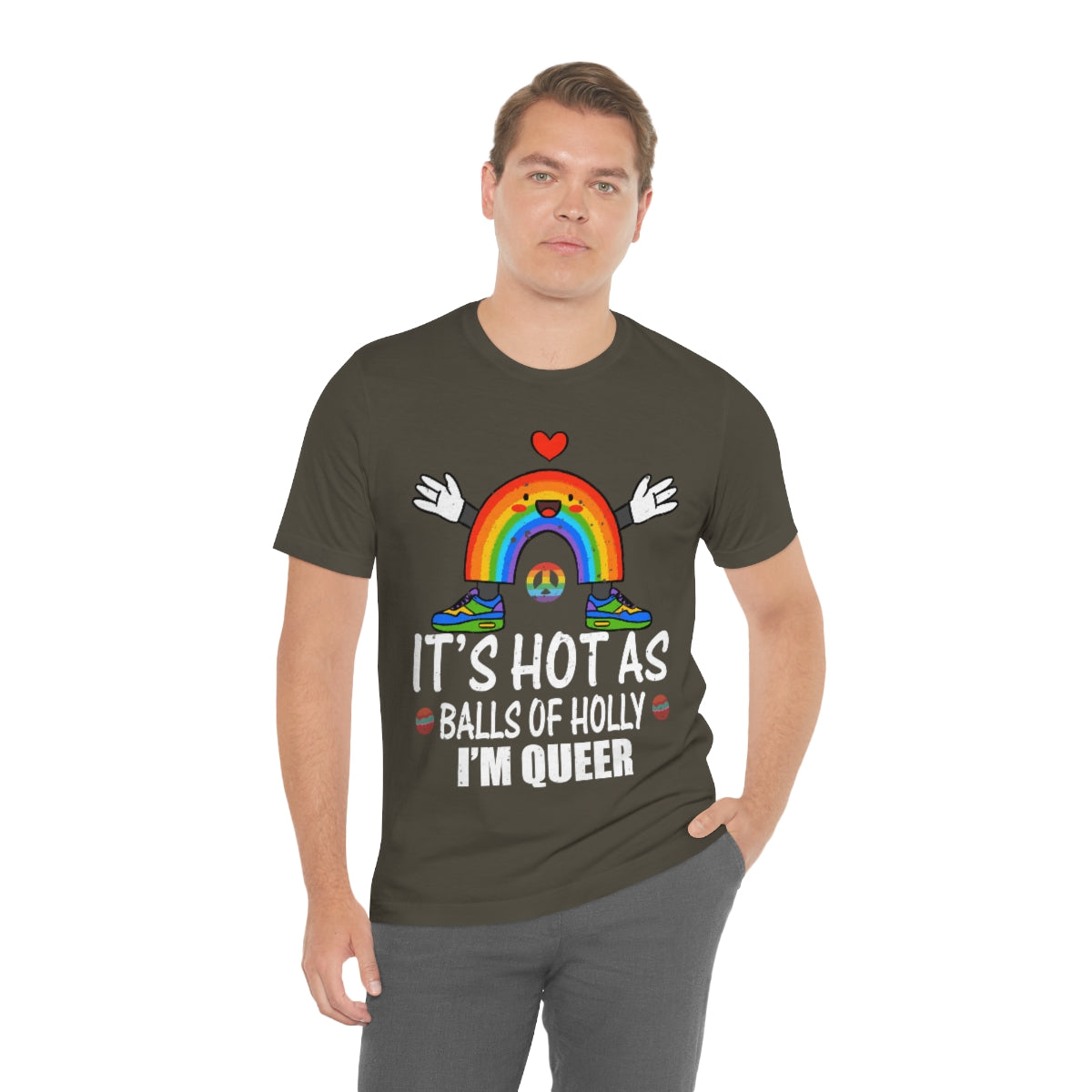 Classic Unisex Christmas LGBTQ T-Shirt - It’s Hot As Balls Of Holly I’m Queer Printify
