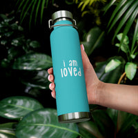 Thumbnail for Affirmation Feminist pro choice Copper Vacuum insulated bottle 22oz -  I am loved (white) Printify