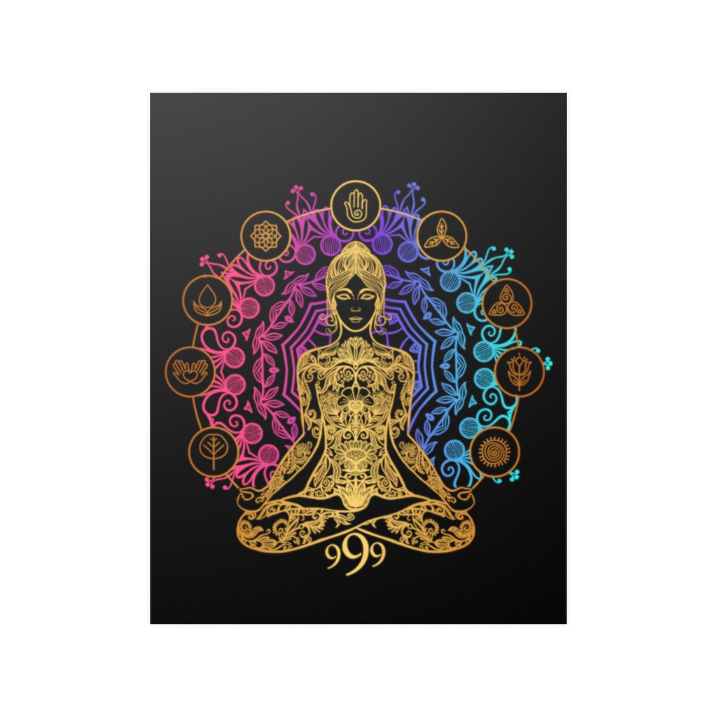 Yoga Spiritual Meditation Satin Poster - Release 999 Angel Number Printify
