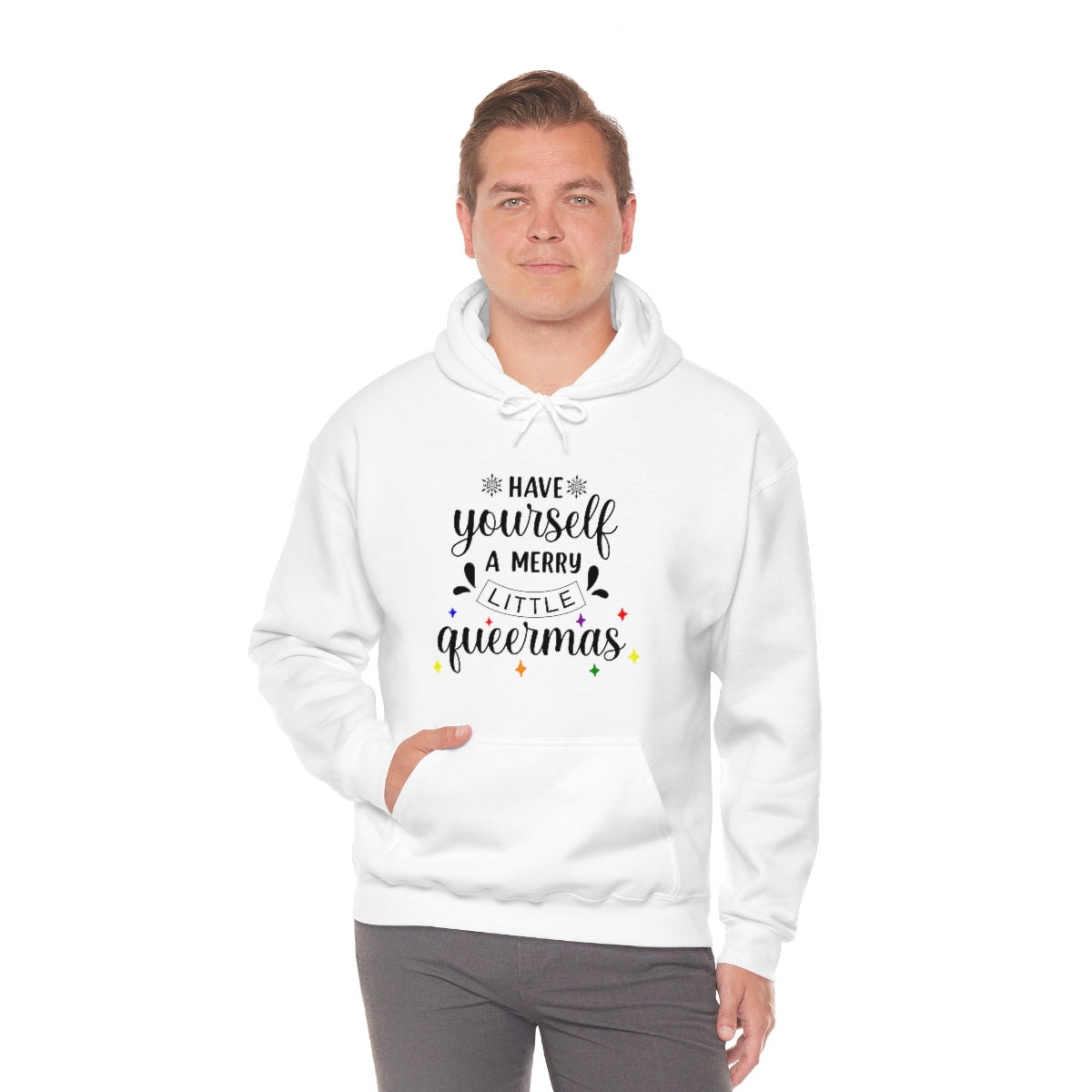 Unisex Christmas LGBTQ Heavy Blend Hoodie - Have Yourself A Merry Little Queermas Printify