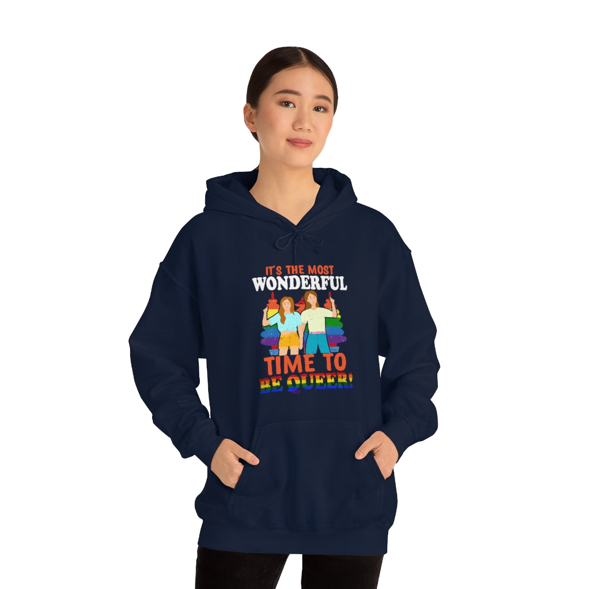 Unisex Christmas LGBTQ Heavy Blend Hoodie - It’s The Most Wonderful Time To Be Queer Printify