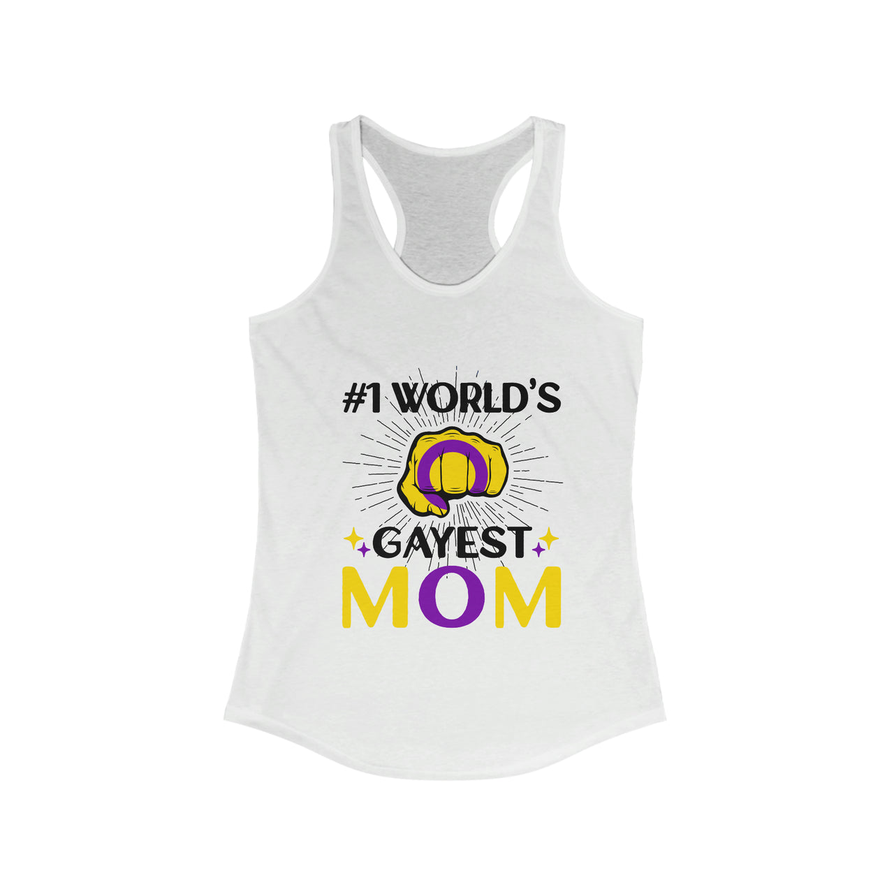 Intersex Pride Flag Mother's Day Ideal Racerback Tank - #1 World's Gayest Mom SHAVA CO