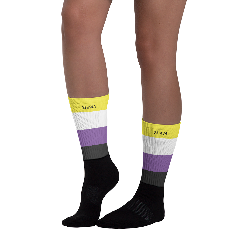 LGBTQ Sublimation Socks/ Celebrating Non Binary Flag SHAVA