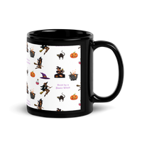Thumbnail for Halloween Black glossy mug, Halloween All Over Print Coffee Mug/Don't be a Basic Witch SHAVA