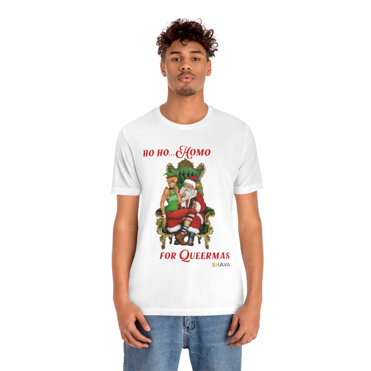 Classic Unisex Christmas LGBTQ Holigays T-Shirt - Hoho (White) Printify
