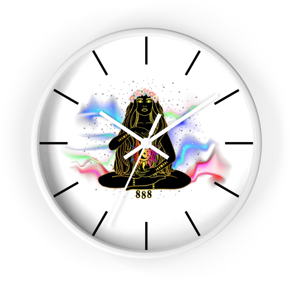 Yoga Spiritual Meditation Wall clock - Balance 888 Angel Number Printify