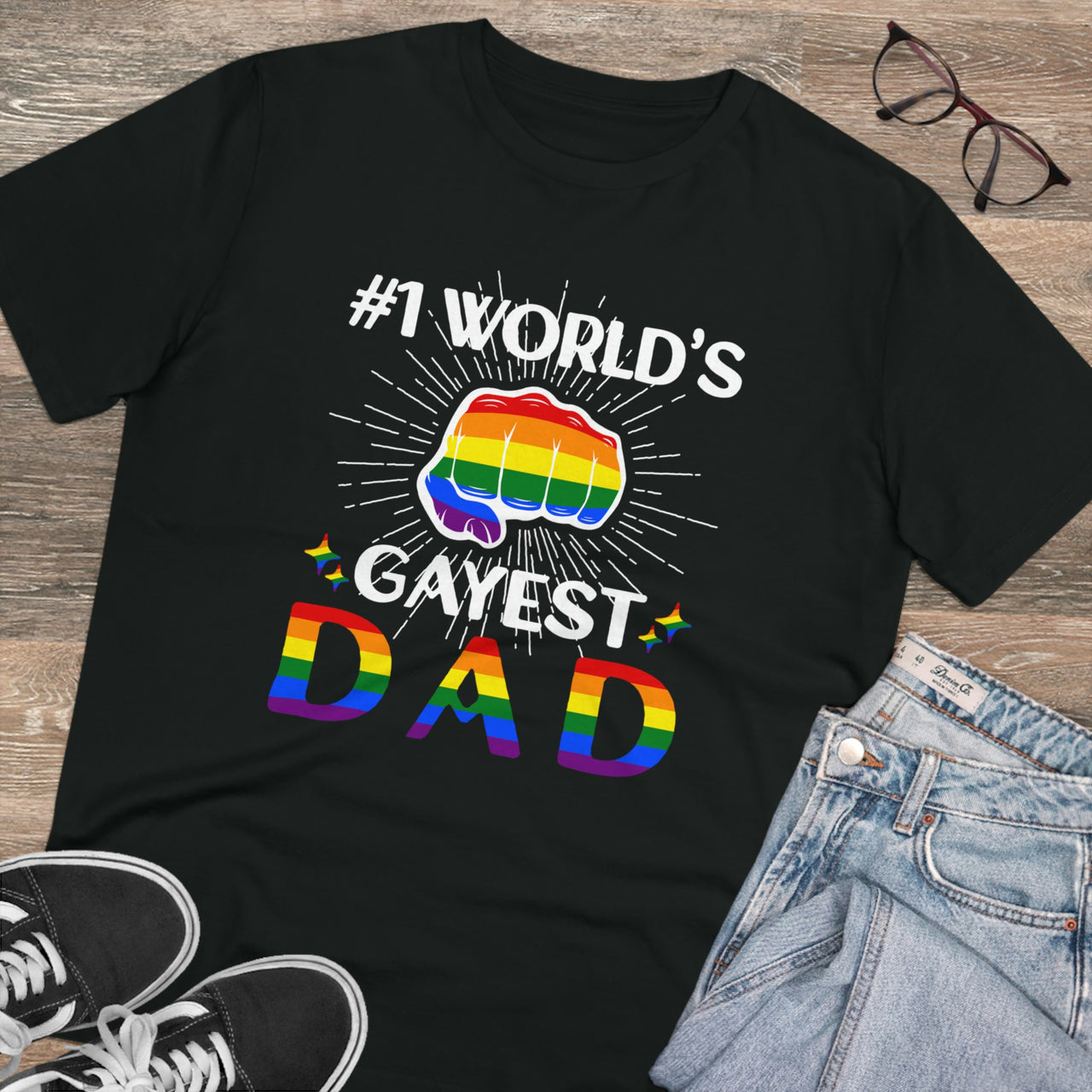 Rainbow Pride Flag T-shirt Unisex Size - #1 Word's Sexiest Dad Printify