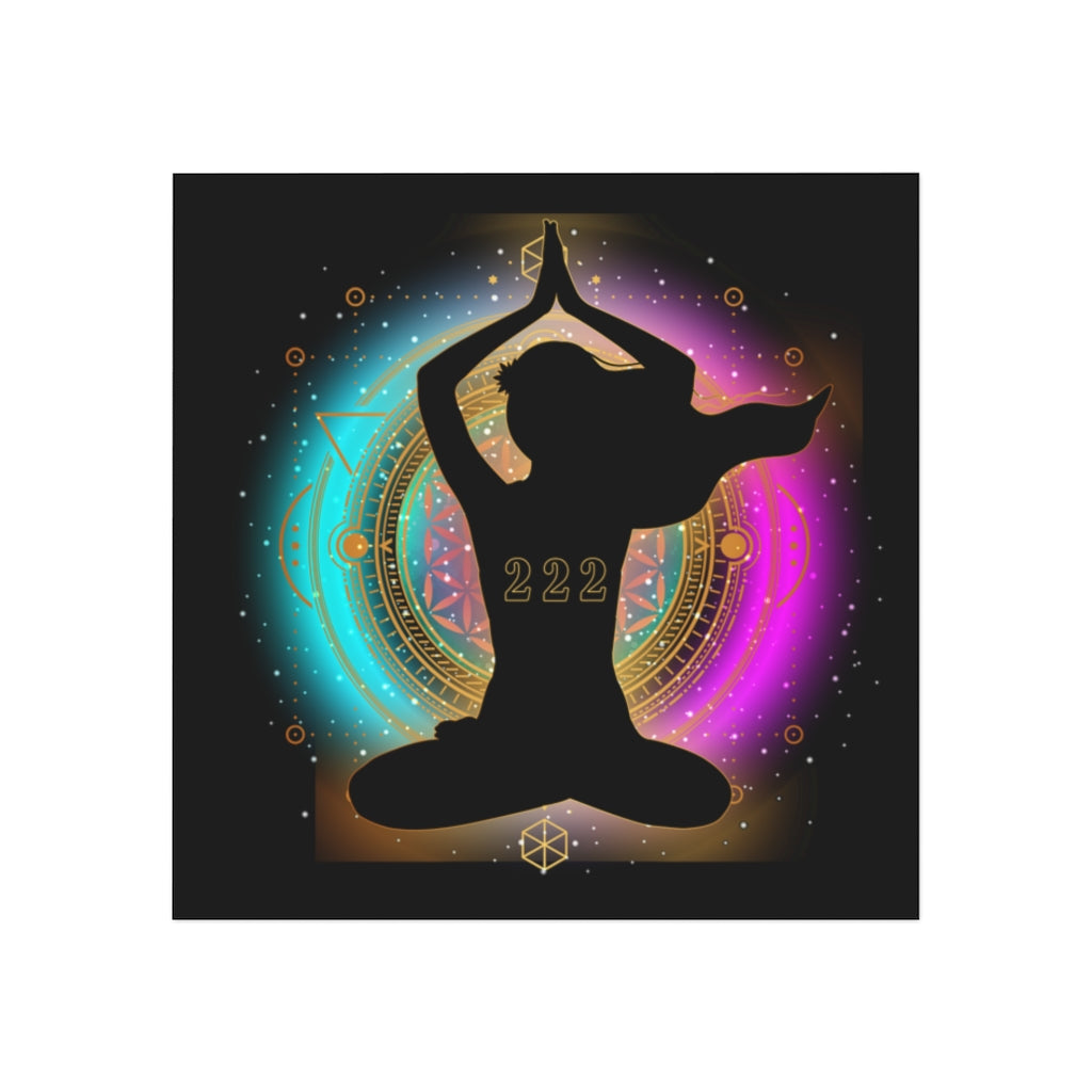 Yoga Spiritual Meditation Square Magnet - Alignment 222 Angel Number Printify