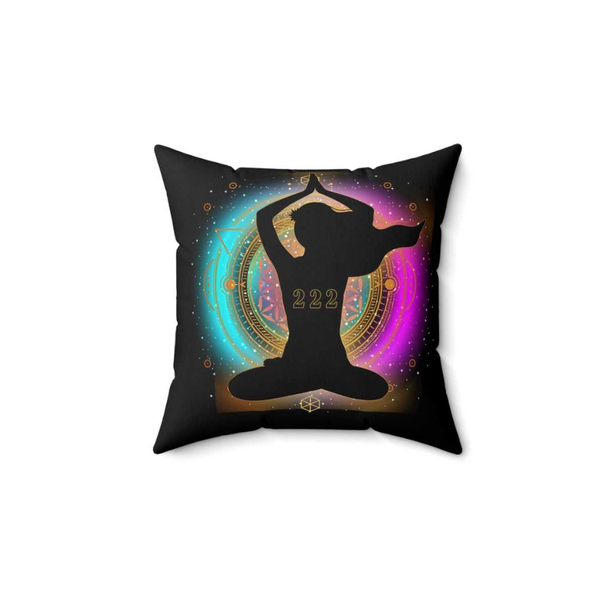 Yoga Spiritual Meditation Spun Polyester Square Pillow - Alignment 222 Angel Number Printify