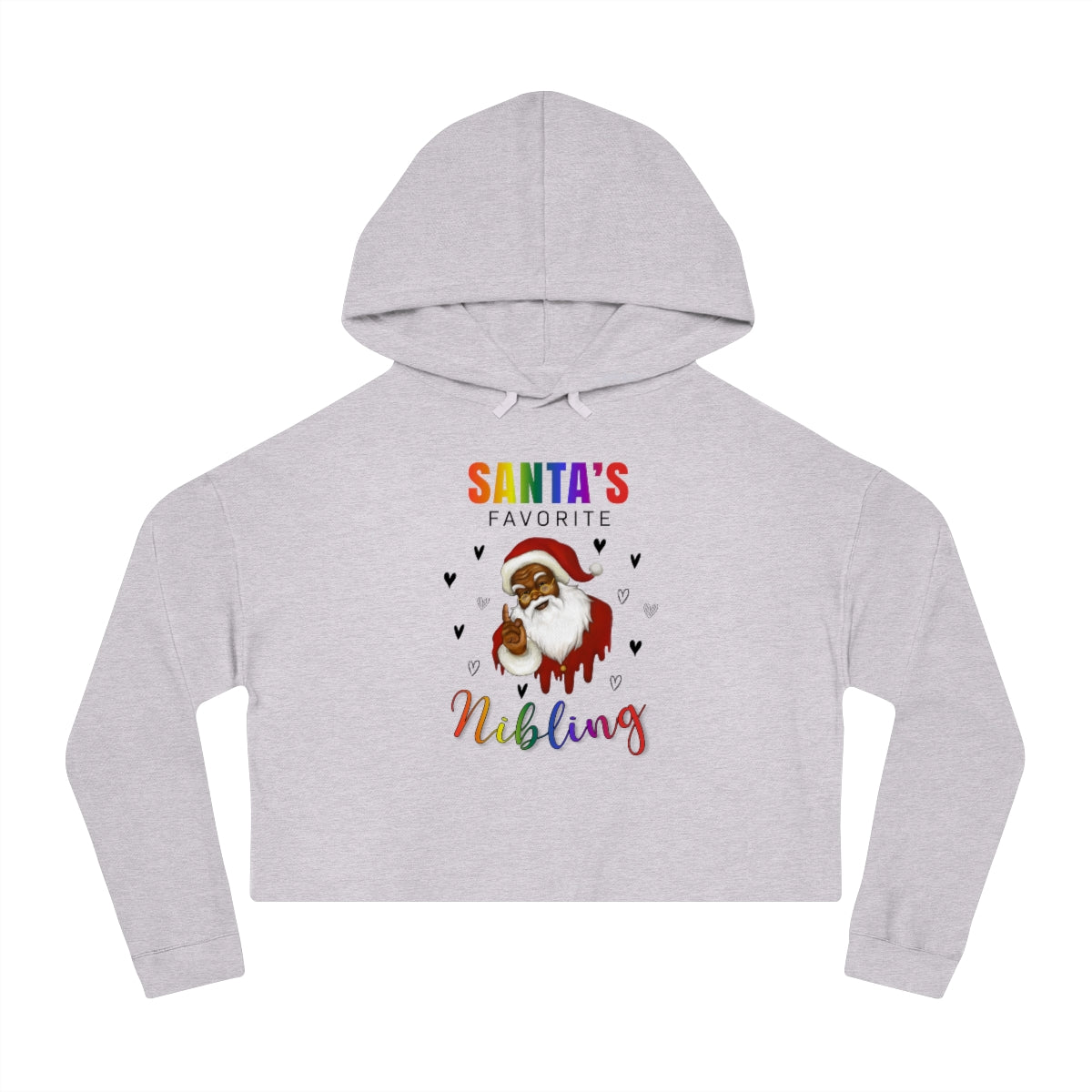 Christmas LGBTQ Women’s Cropped Hooded Sweatshirt - Santa’s Favorite Nibling Printify