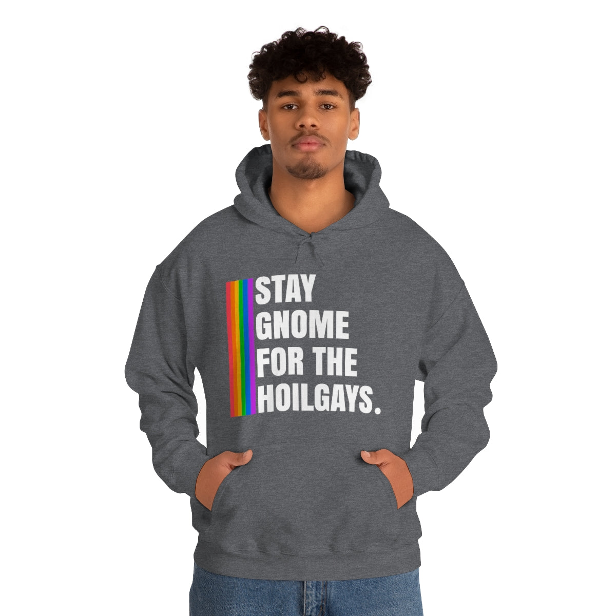 Unisex Christmas LGBTQ Heavy Blend Hoodie - Staying Gnome For The Holigays Printify