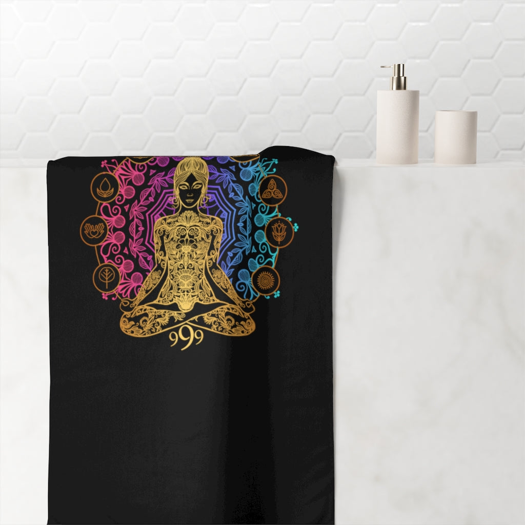 Yoga Spiritual Meditation Shower Premium Towel - Release 999 Angel Number Printify