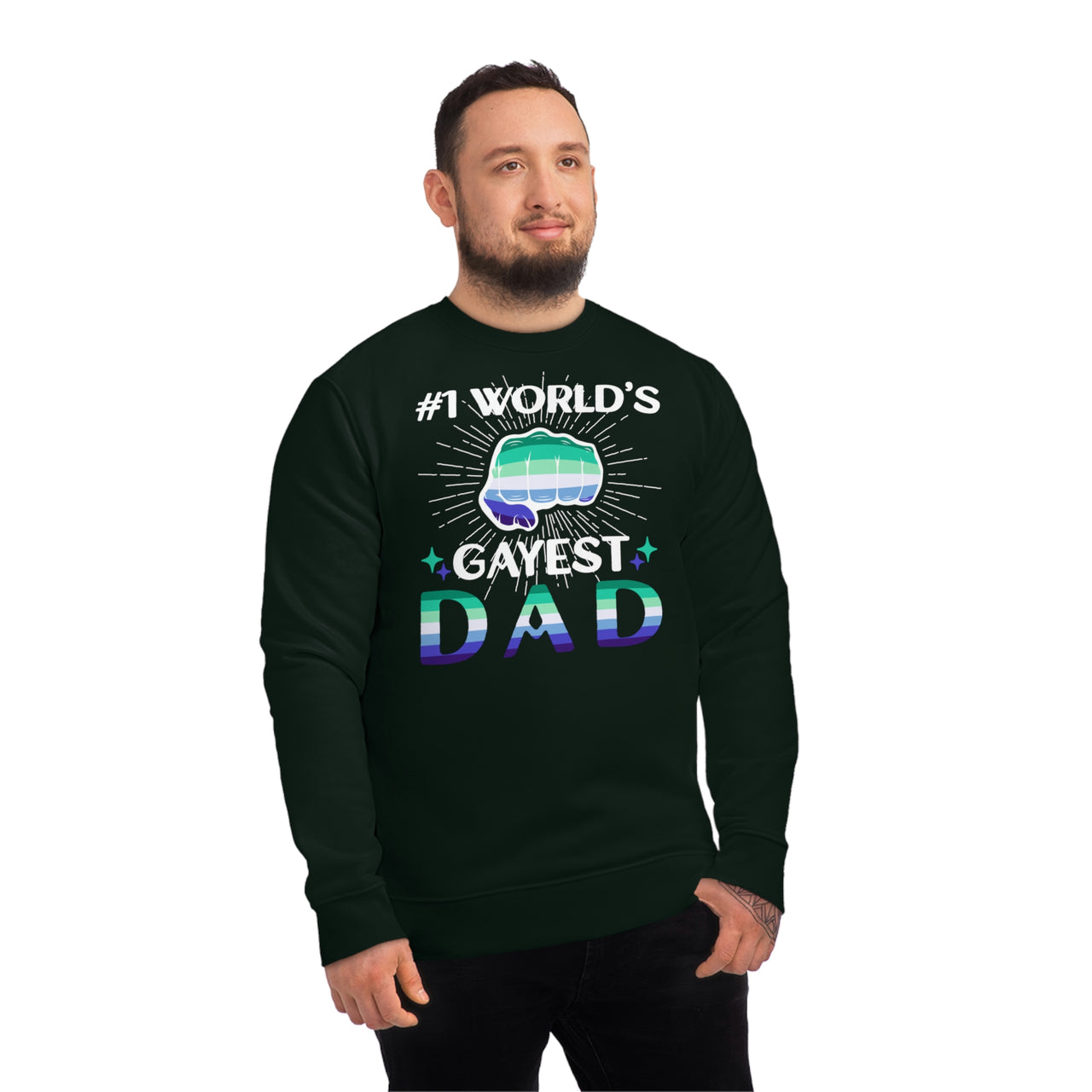 Gay Pride Flag Sweatshirt Unisex Size - #1 World's Gayest Dad Printify