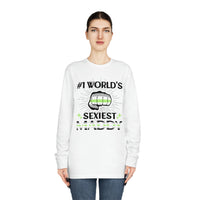 Thumbnail for Agender Flag Long Sleeve Crewneck Tee - #1 World's Sexiest Maddy Printify