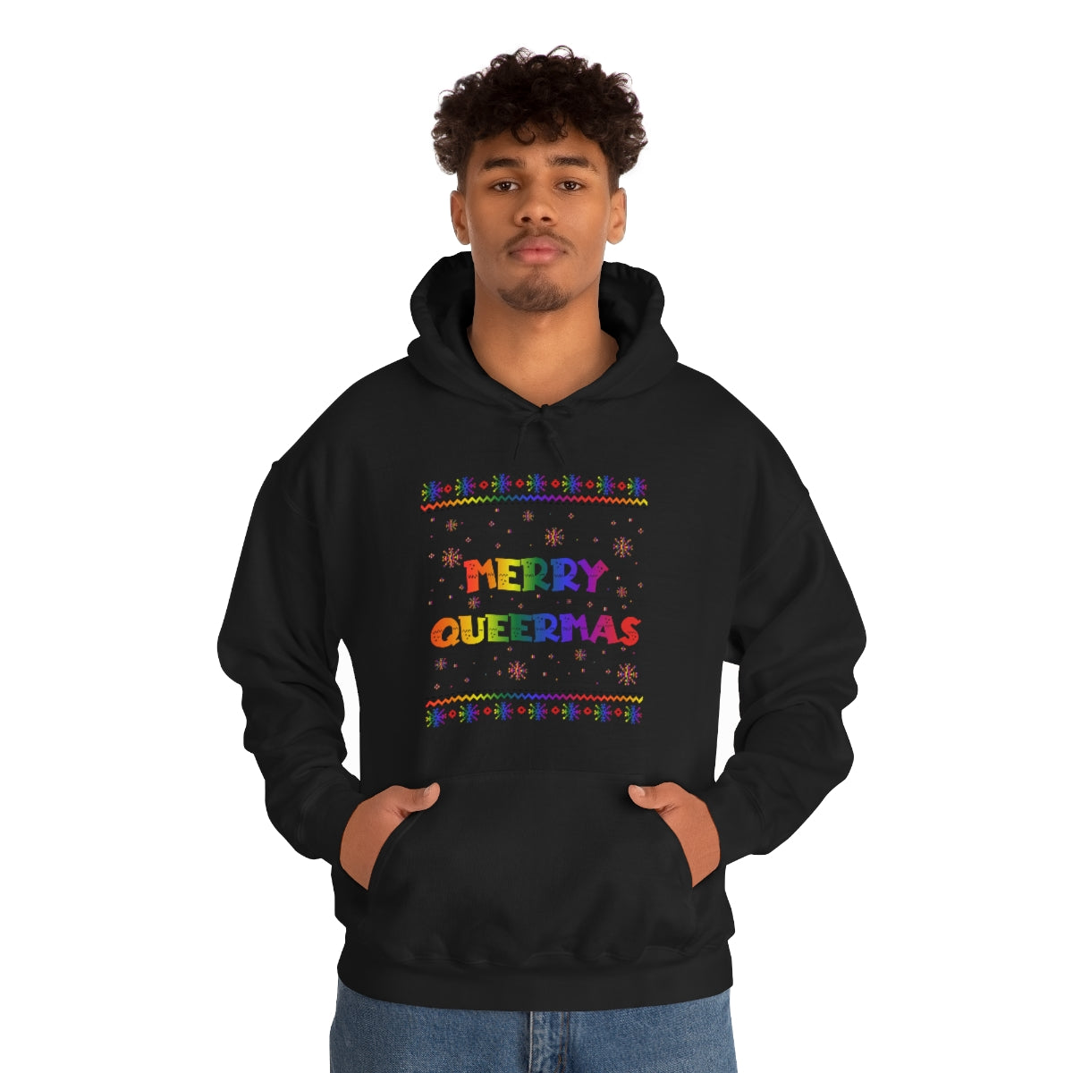 Unisex Christmas LGBTQ Heavy Blend Hoodie - Merry Queermas Printify