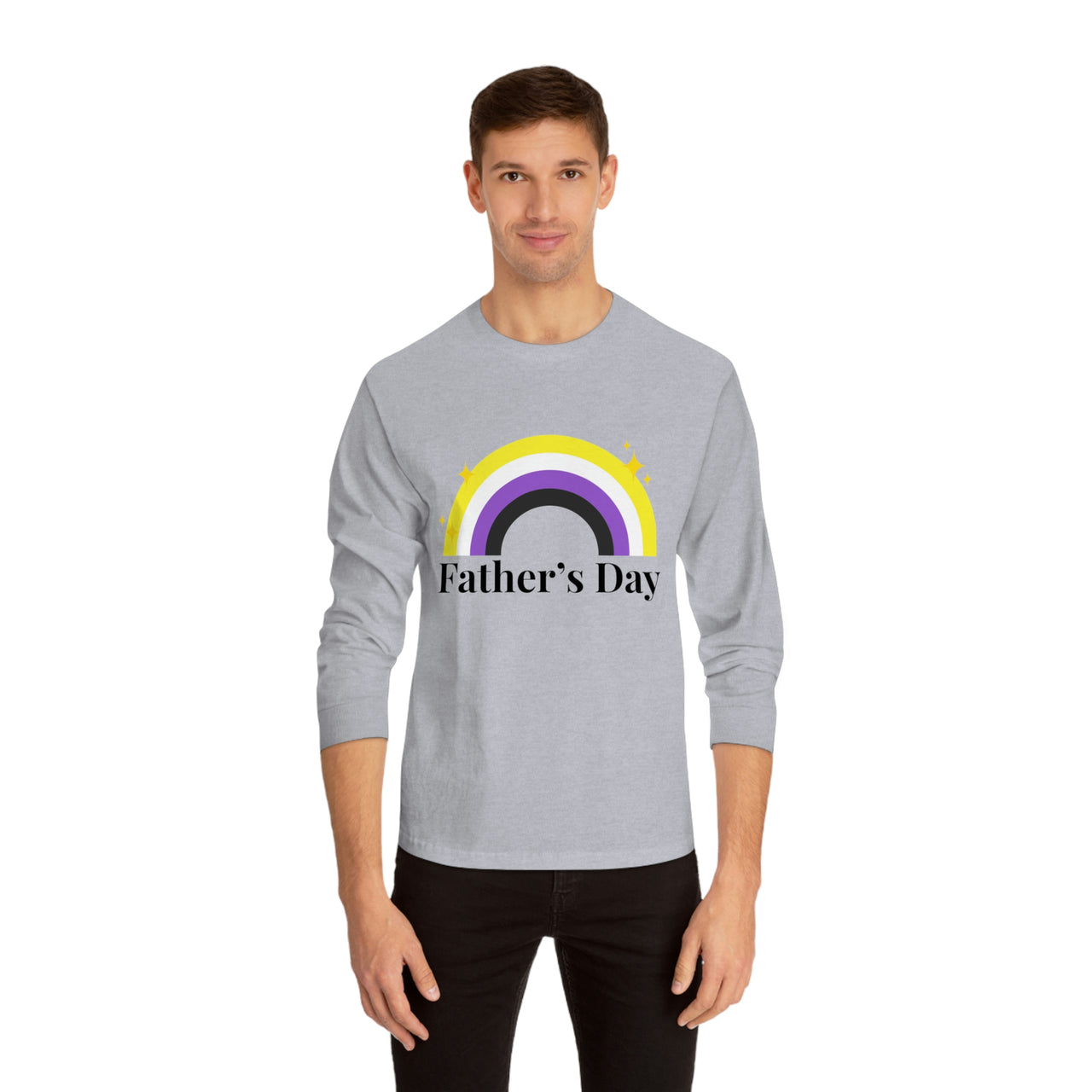 Non Binary Pride Flag Unisex Classic Long Sleeve Shirt - Father's Day Printify