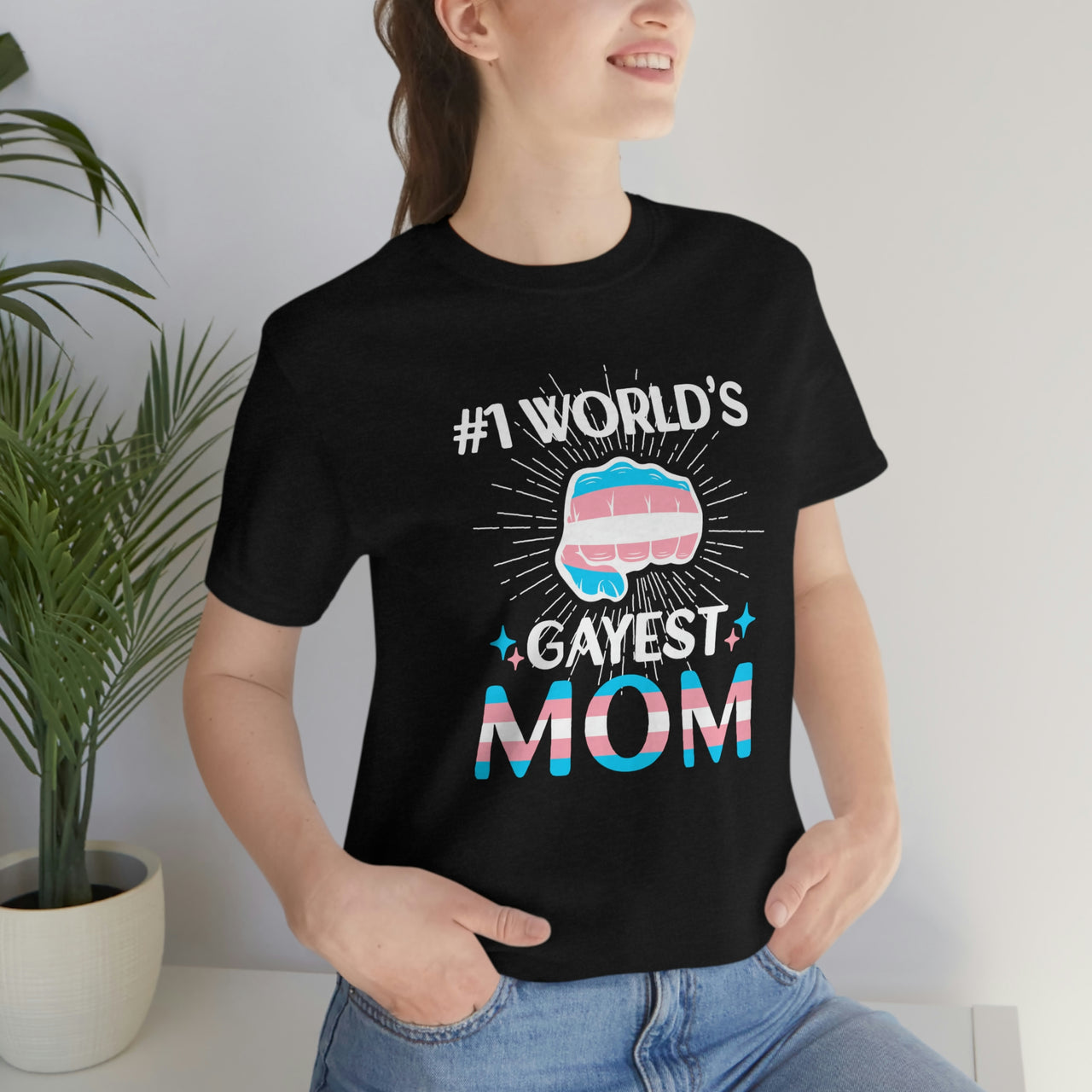 Transgender Pride Flag Mother's Day Unisex Short Sleeve Tee - #1 World's Gayest Mom SHAVA CO