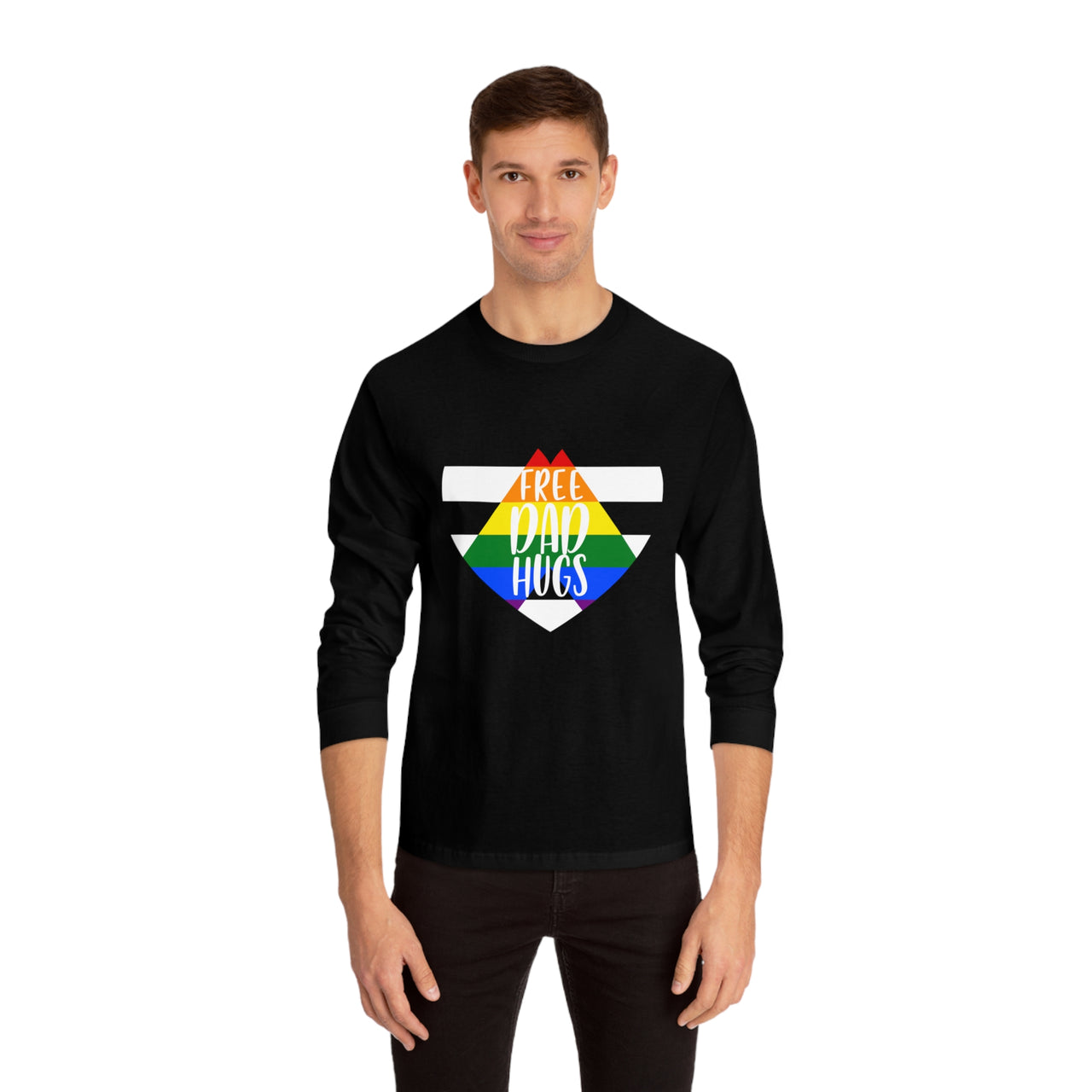 Straight Ally Pride Flag Unisex Classic Long Sleeve Shirt - Free Dad Hugs Printify