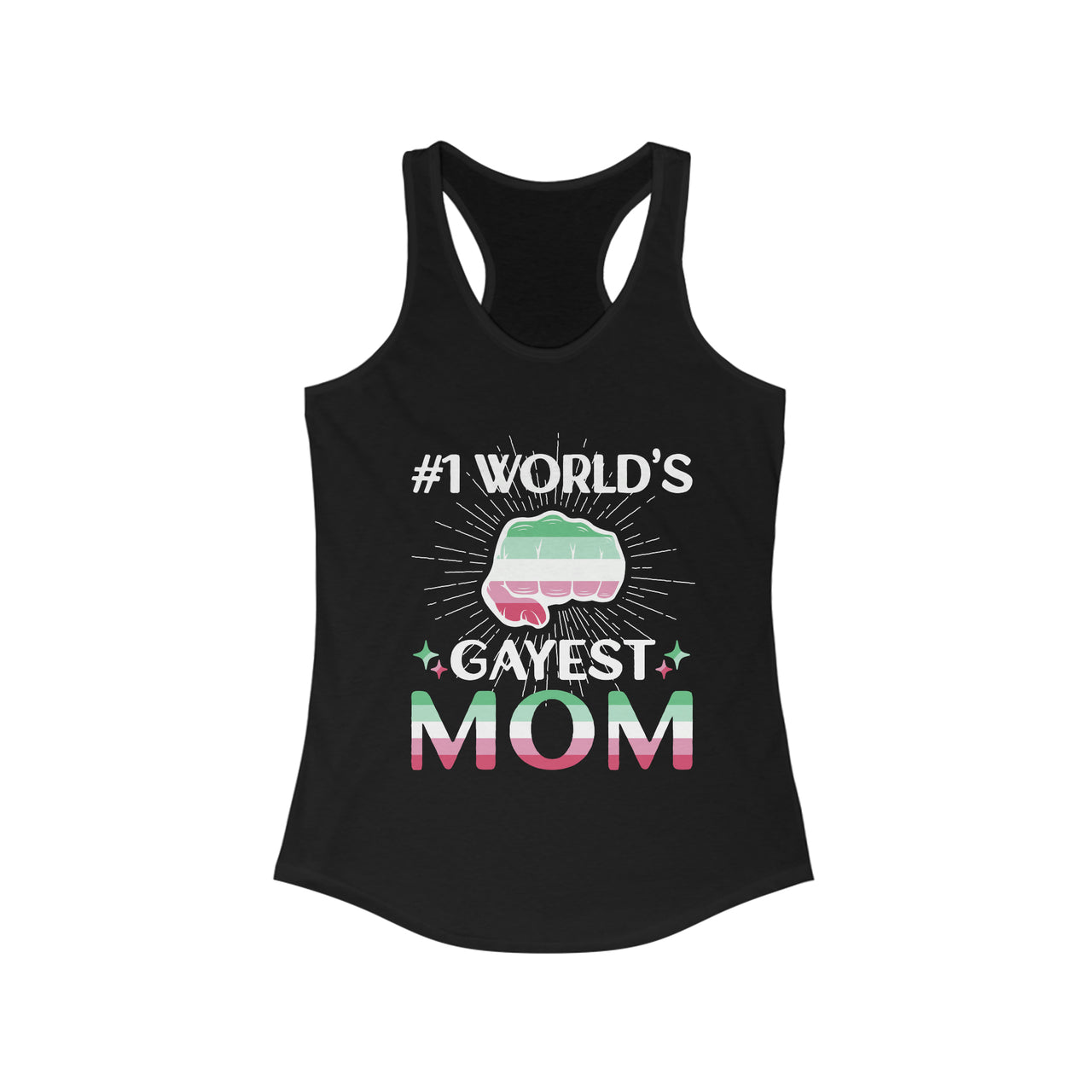 Abrosexual Pride Flag Mother's Day Ideal Racerback Tank - #1 World's Gayest Mom SHAVA CO