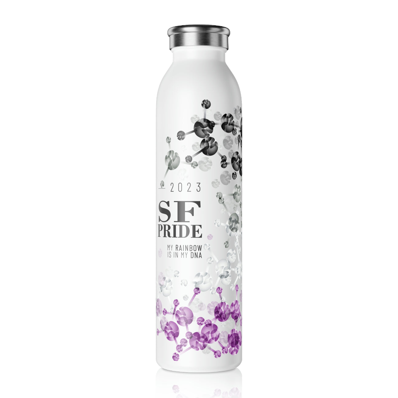Asexual Flag Slim Water Bottle San Francisco Pride - My Rainbow is In My DNA SHAVA CO