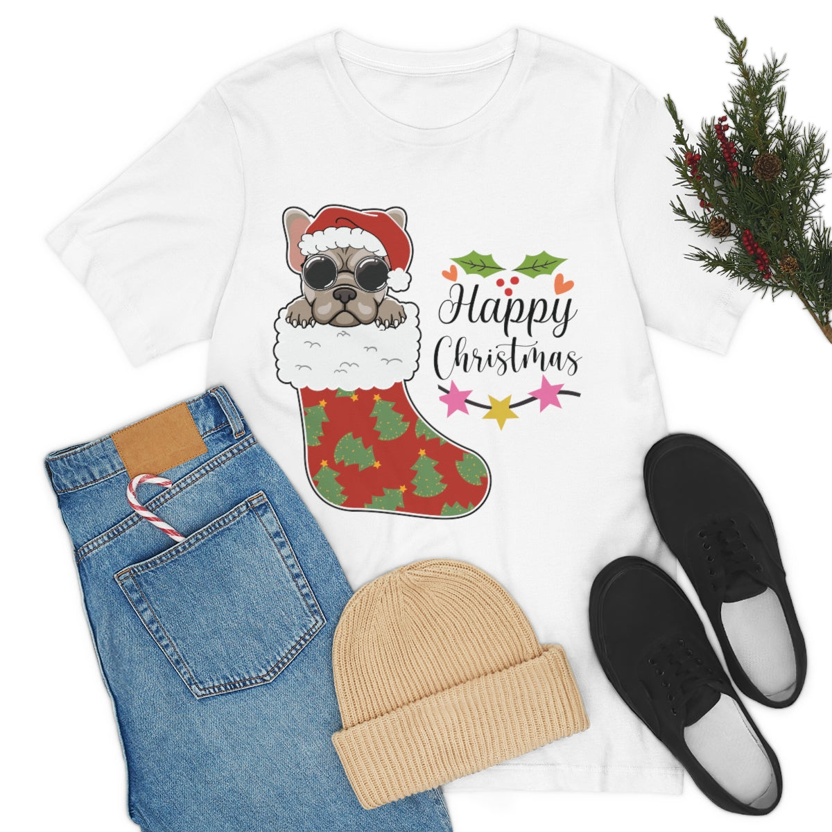 Classic Unisex Christmas T-shirt - Dog Christmas Printify