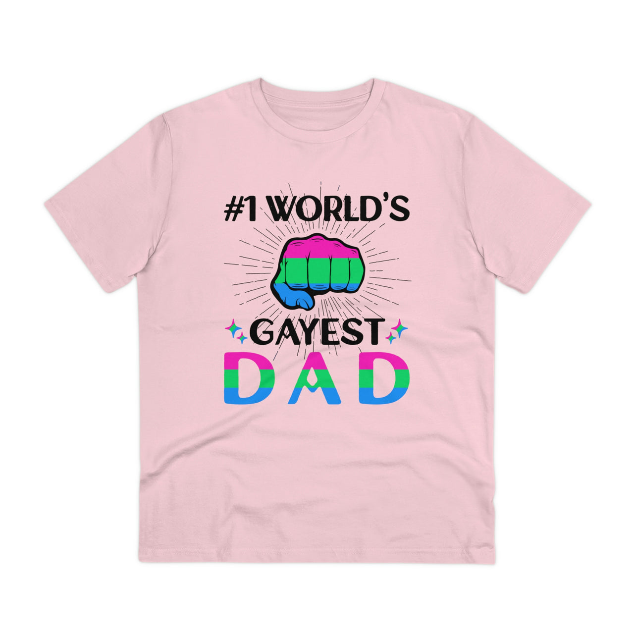 Polysexual Pride Flag T-shirt Unisex Size - #1 Word's Gayest Dad Printify