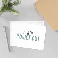 Thumbnail for Affirmation Feminist Pro Choice Fine Art Postcard - I Am Powerful (Green) Printify