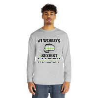 Thumbnail for Agender Flag Long Sleeve Crewneck Tee - #1 World's Sexiest Maddy Printify