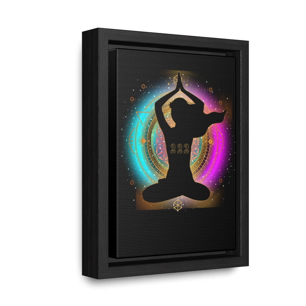 Yoga Spiritual Meditation Canvas Print With Vertical Frame - Alignment 222 Angel Number Printify