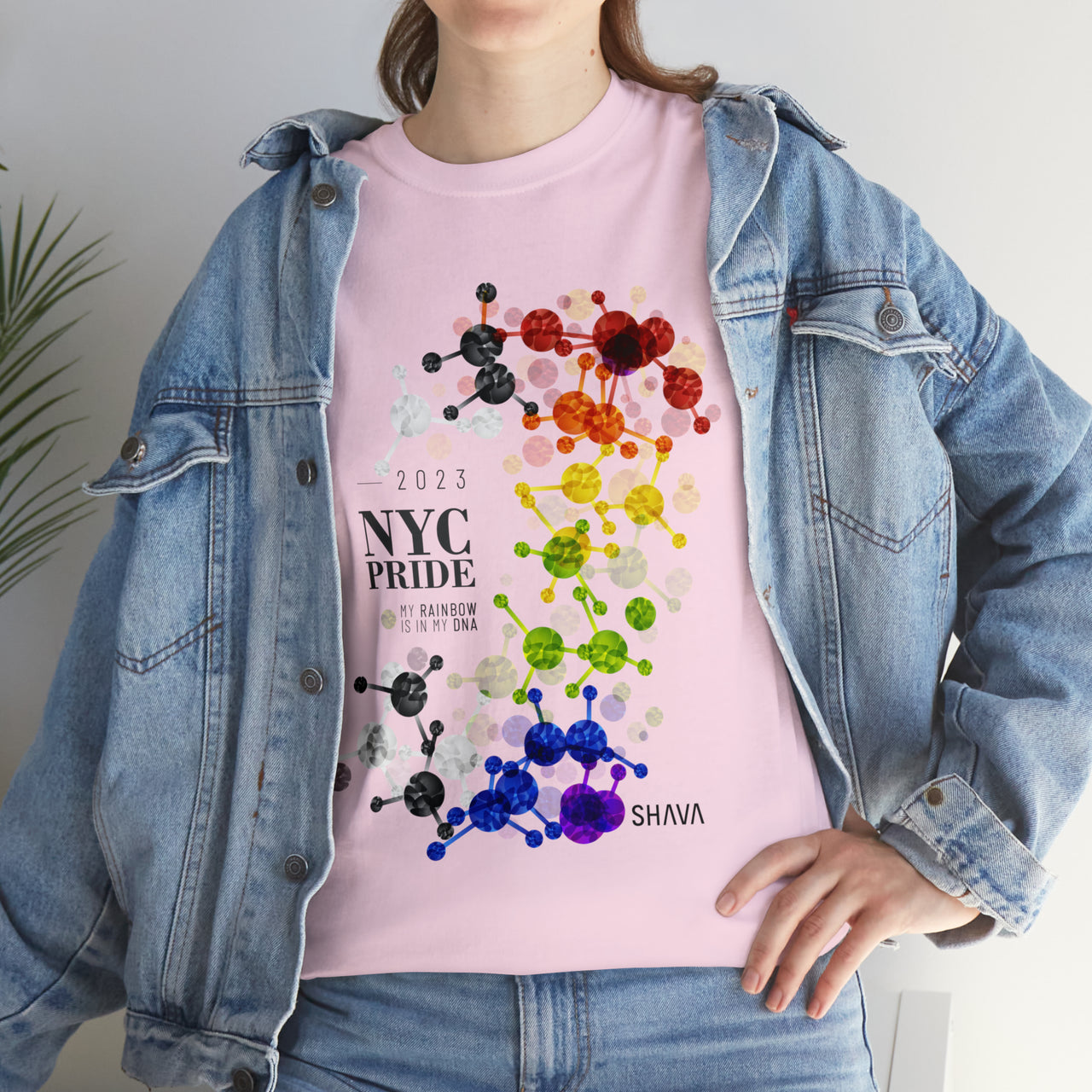 SHAVA CO Straight ally Flag 2023 Pride, NYC Unisex Heavy Cotton Tee - My Rainbow Is In My DNA Printify