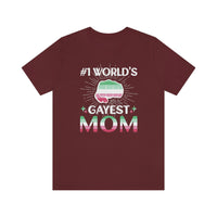 Thumbnail for Abrosexual Pride Flag Mother's Day Unisex Short Sleeve Tee - #1 World's Gayest Mom SHAVA CO