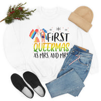 Thumbnail for Unisex Christmas LGBTQ Heavy Blend Crewneck Sweatshirt - First Queermas As Mrs. & Mrs. Printify