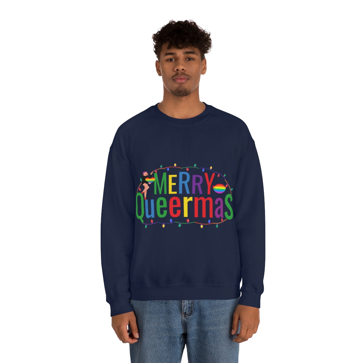 Unisex Christmas LGBTQ Heavy Blend Crewneck Sweatshirt - Merry Queermas Printify