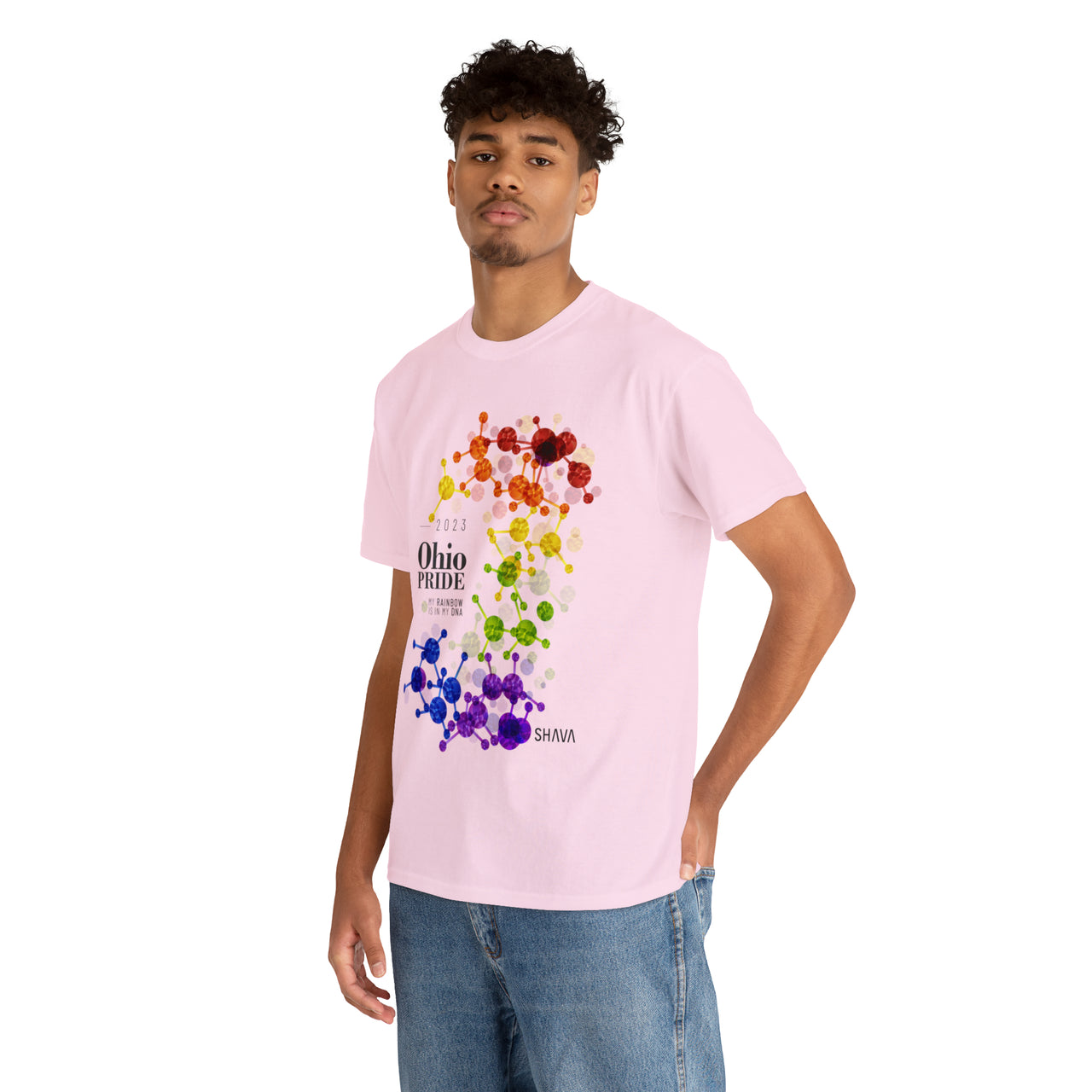 SHAVA CO Rainbow Flag 2023 Pride, Ohio Unisex Heavy Cotton Tee - My Rainbow Is In My DNA Printify