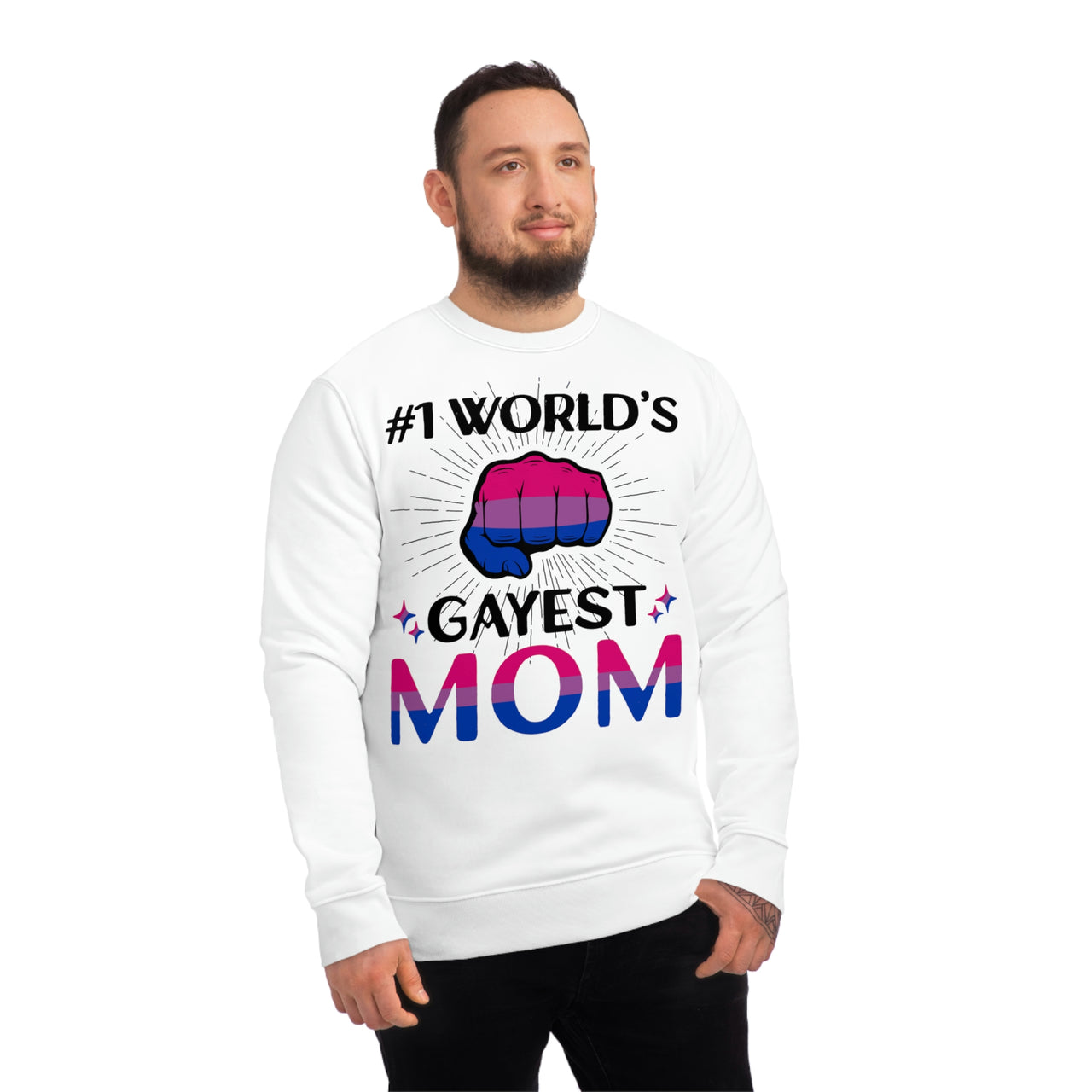 Bisexual Pride Flag Sweatshirt Unisex Size - #1 World's Gayest Mom Printify