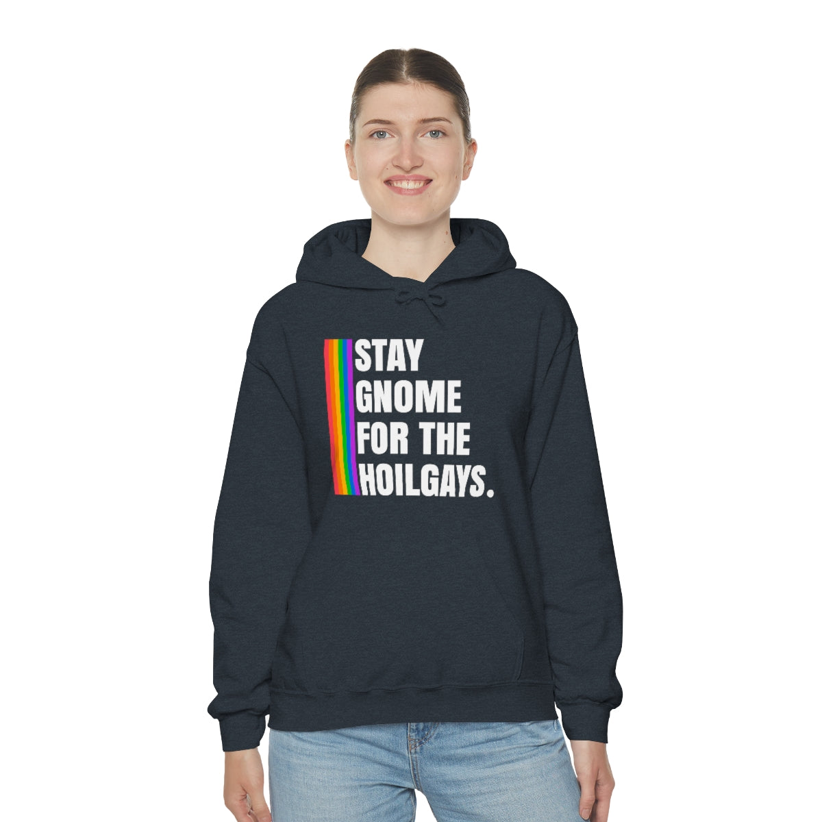 Unisex Christmas LGBTQ Heavy Blend Hoodie - Staying Gnome For The Holigays Printify