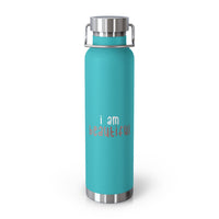 Thumbnail for Affirmation Feminist pro choice Copper Vacuum insulated bottle 22oz -  I am beautiful white with (pink) Printify