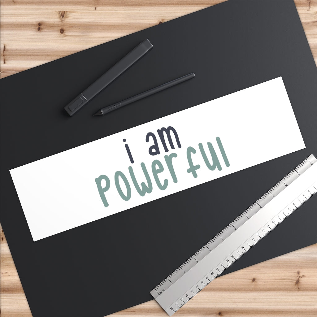 IAC  Home & Livings-Magnet & Stickers /Bumper Stickers/I am powerful (black with green) Printify