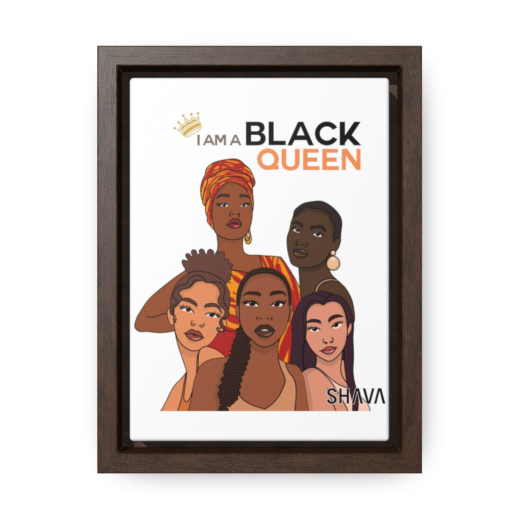 Affirmation Feminist Pro Choice Canvas Print With Vertical Frame - I Am A Black Queen Printify