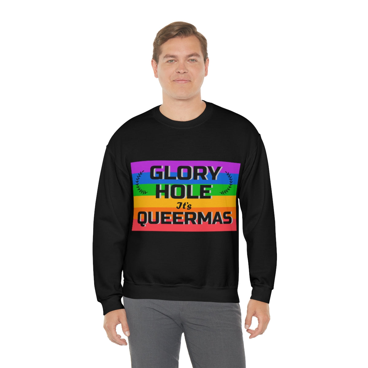 Unisex Christmas LGBTQ Heavy Blend Crewneck Sweatshirt - Glory Hole It’s Queermas Printify