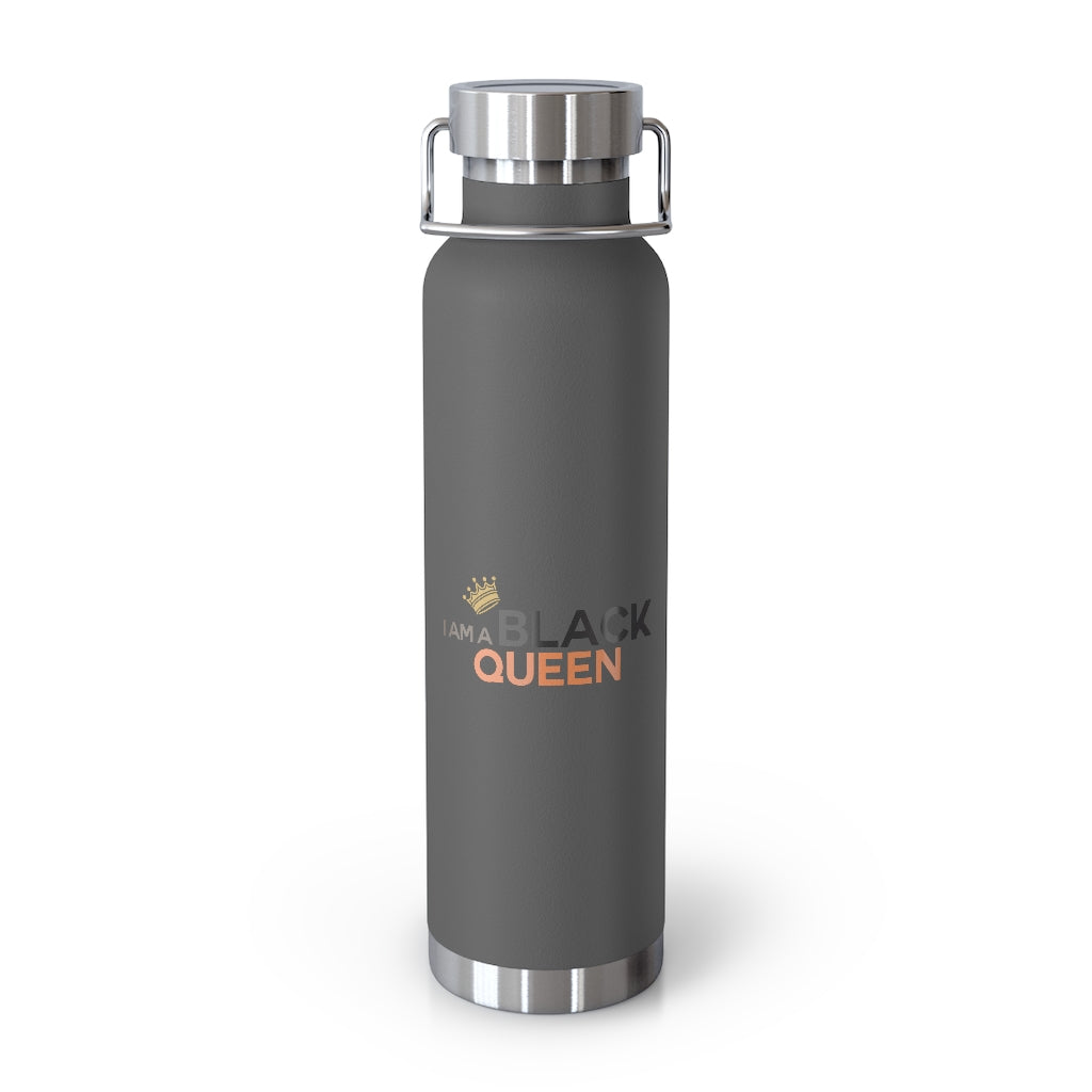 Affirmation Feminist pro choice Copper Vacuum insulated bottle 22oz -  I am black queen centered Printify