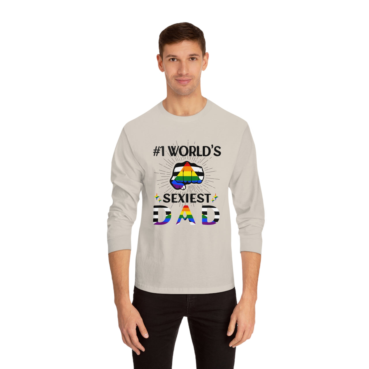 Straight Ally Pride Flag Unisex Classic Long Sleeve Shirt - #1 World's Sexiest Dad Printify